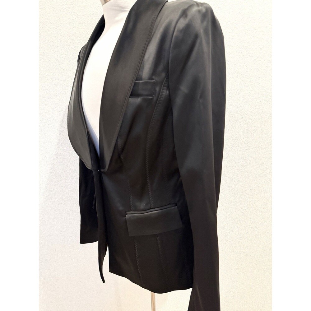 Marciano Women Black Noir Tuxedo Blazer NWT Size 10 Shawl Lapel Flare Back $278 - Picture 8 of 16